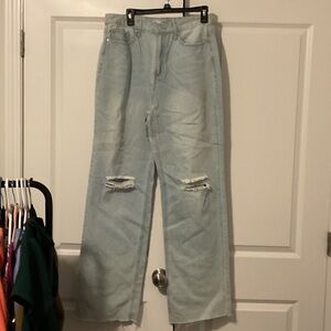 Women's Light Blue Straight Leg Jeans